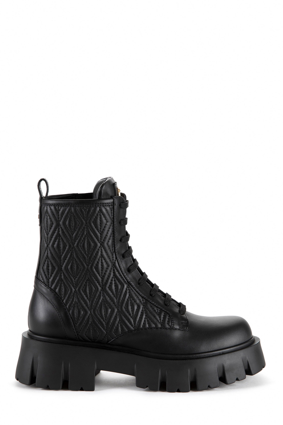 Nappa combat boots with logo plaque - Elisabetta Franchi® Outlet