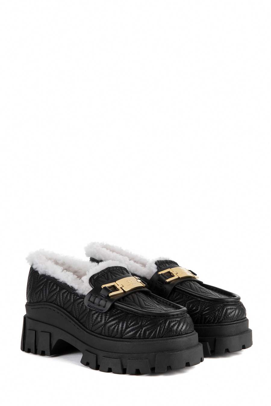 Nappa loafer with horsebit and faux sheepskin - Elisabetta Franchi® Outlet