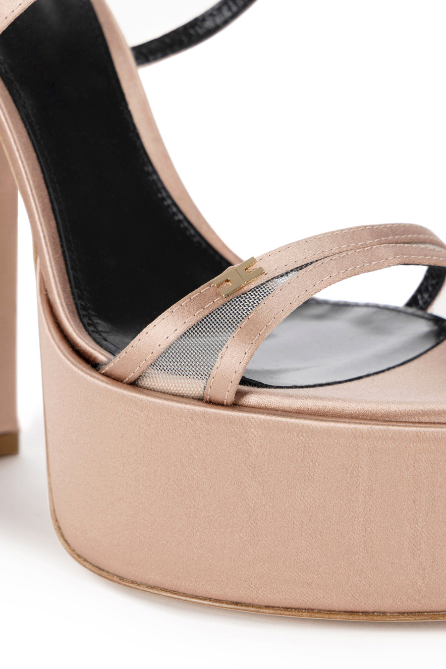 Satin platform sandals with bow - Elisabetta Franchi® Outlet