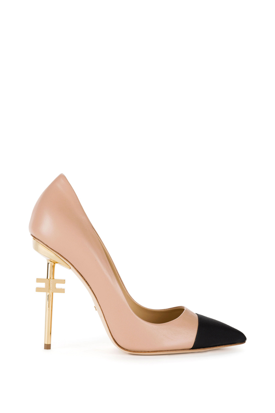 Two-tone sculpted heel pumps with logo - Elisabetta Franchi® Outlet