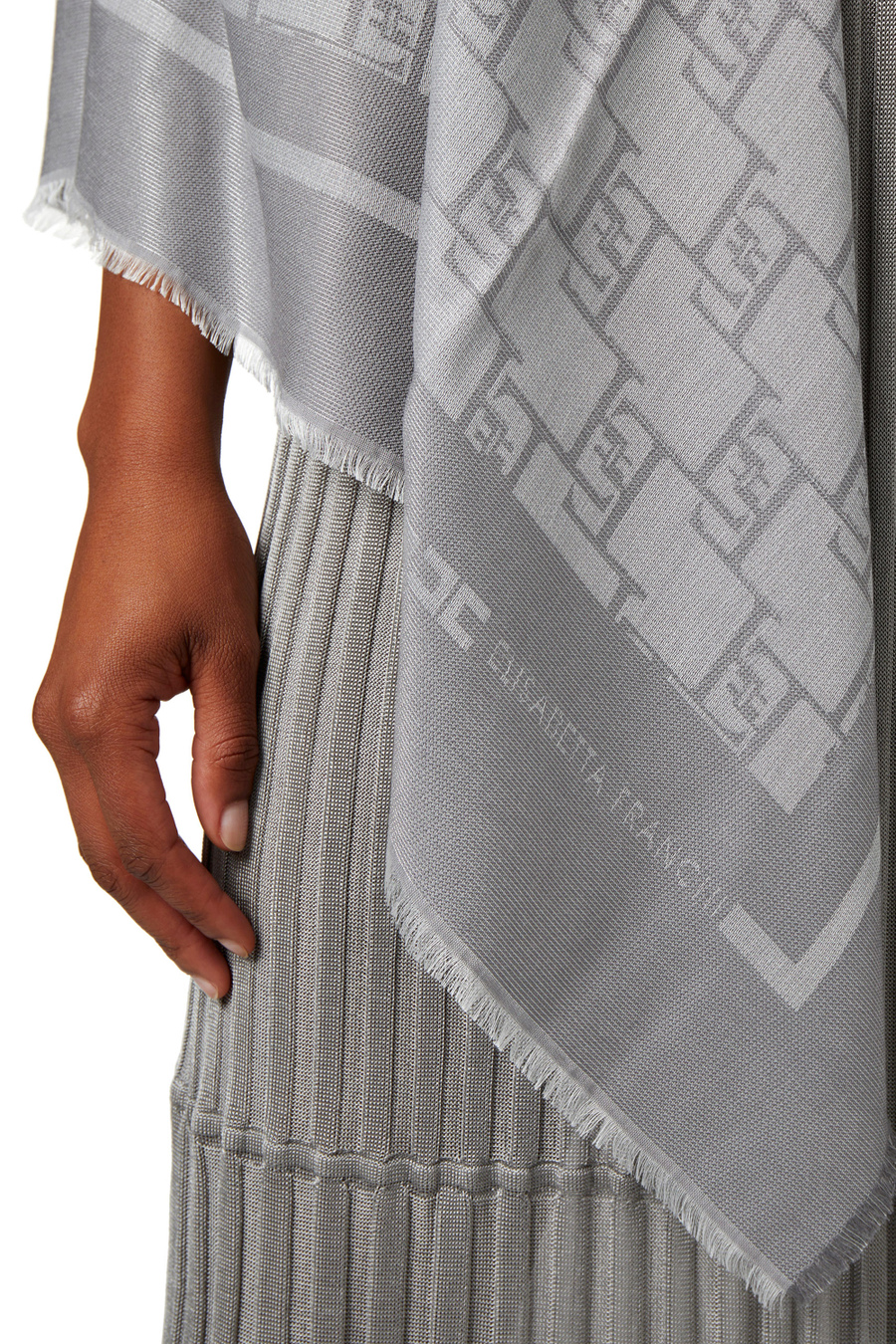 Jacquard lurex viscose pashmina scarf - Elisabetta Franchi® Outlet