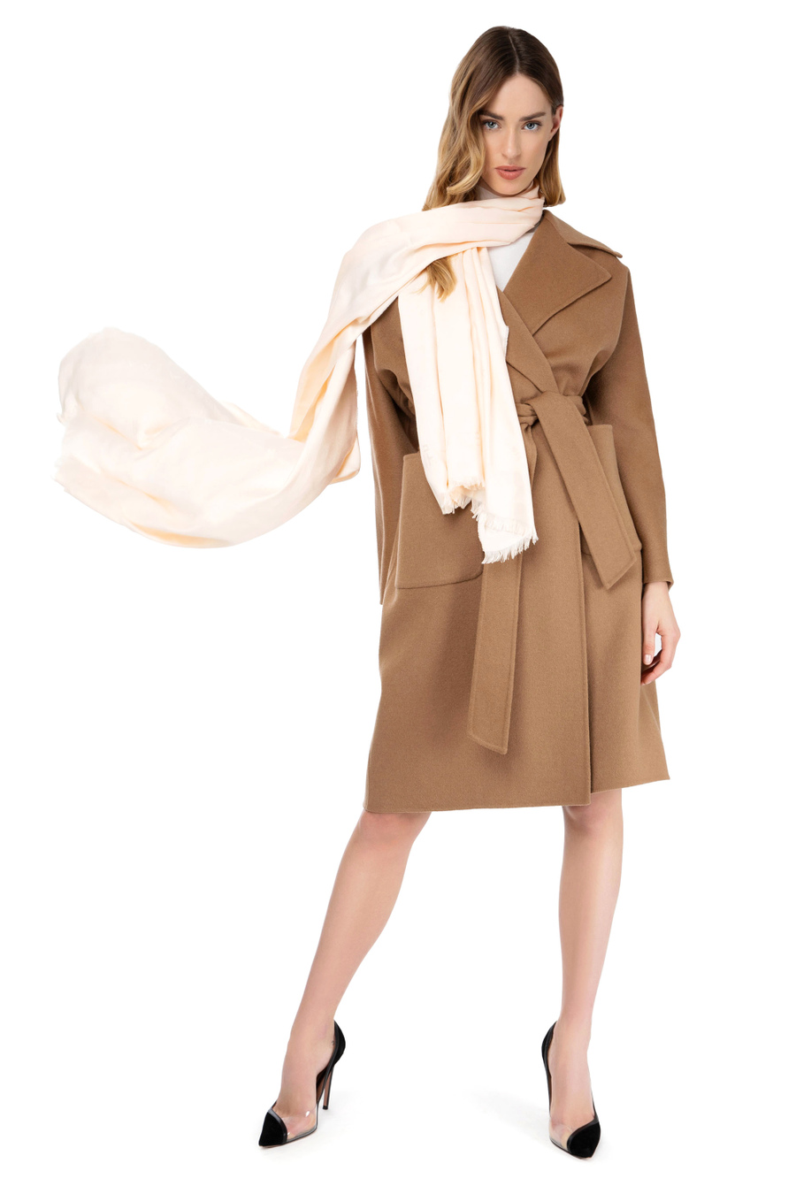 Pashmina with logo print - Elisabetta Franchi® Outlet