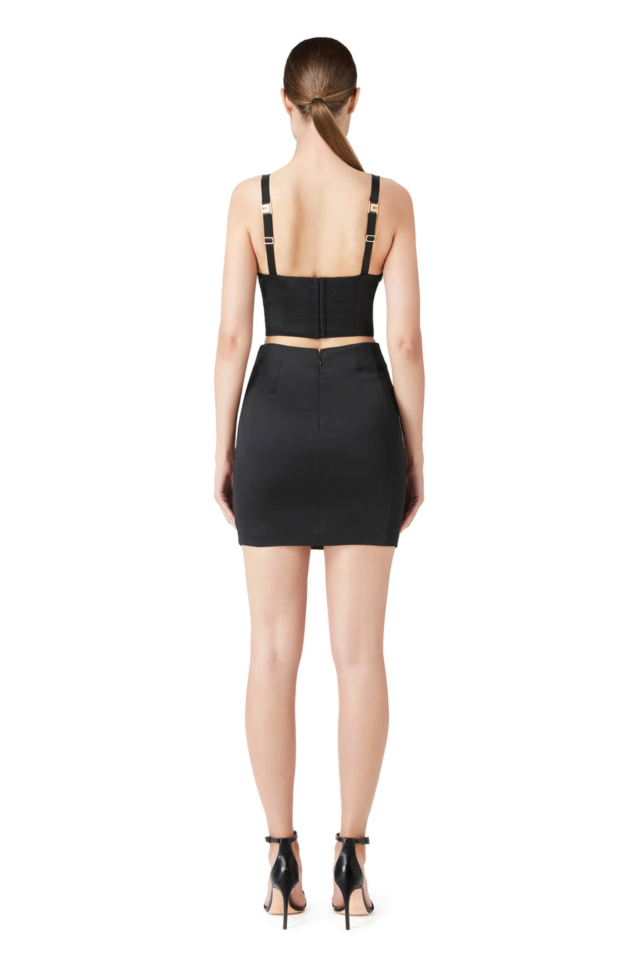Kostüm mit einem Top und Minirock aus Satin mit Spitzeneinsätzen - Elisabetta Franchi® Outlet