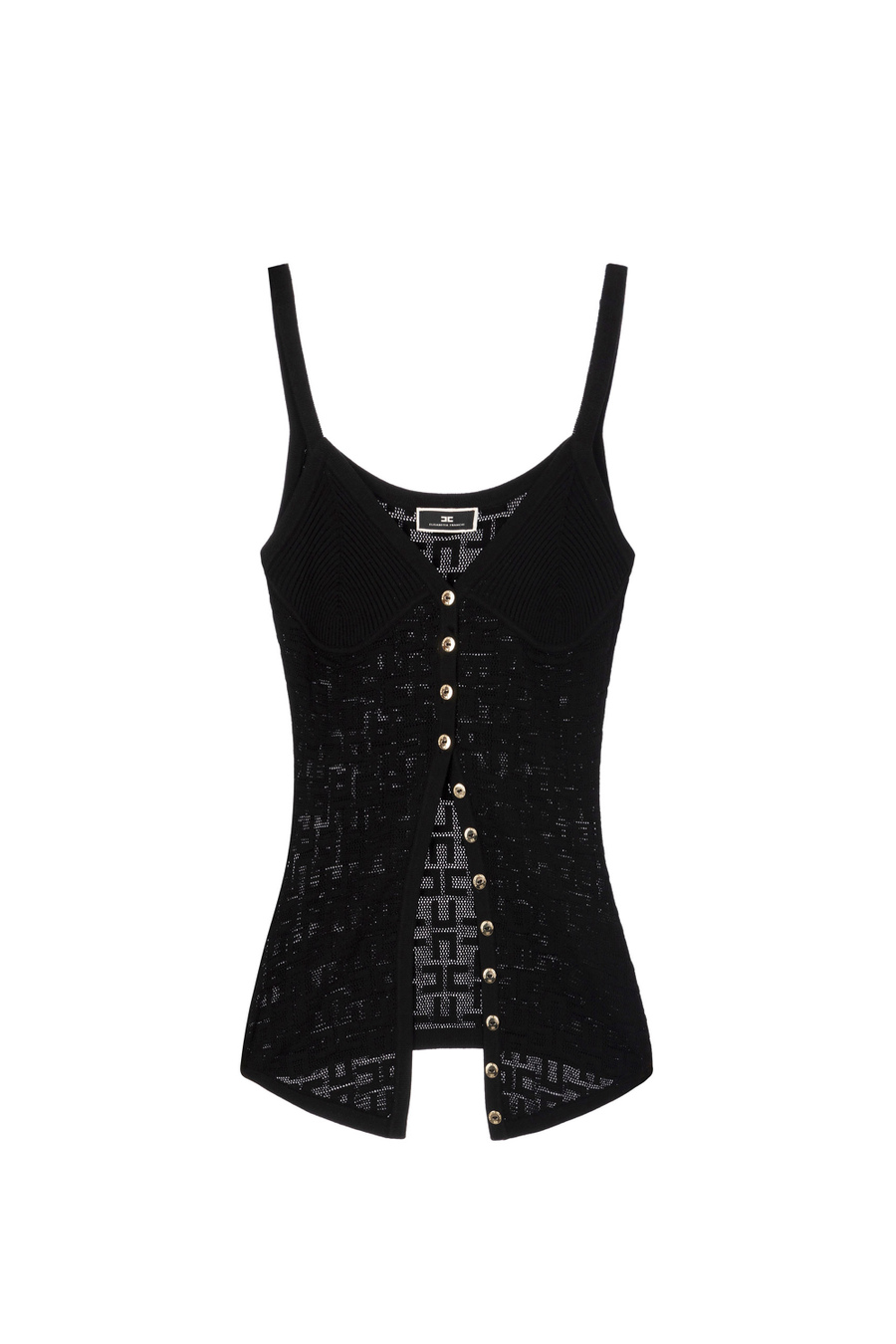 Openwork knit viscose top - Elisabetta Franchi® Outlet