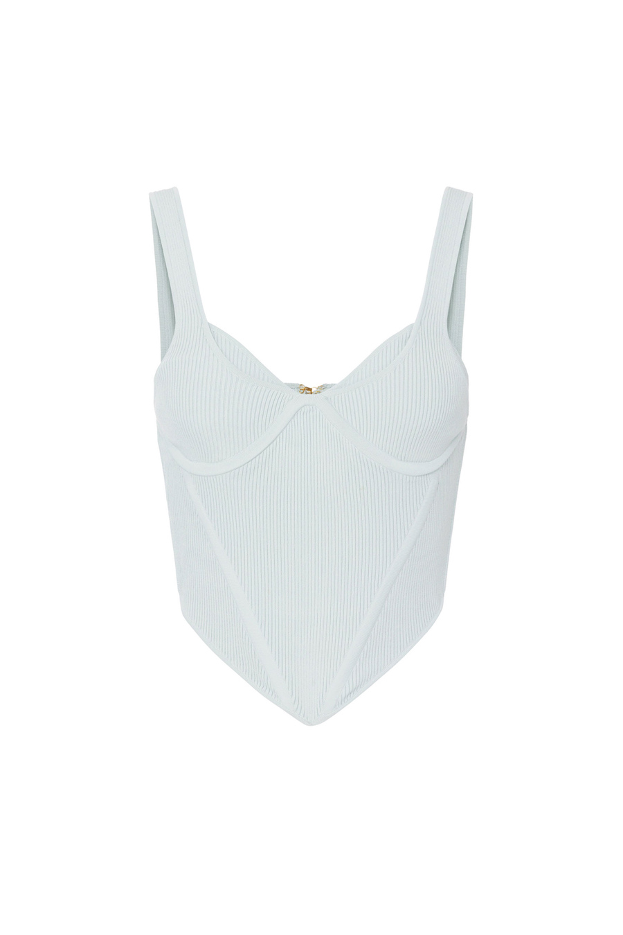 Fine ribbed viscose top with cups - Elisabetta Franchi® Outlet