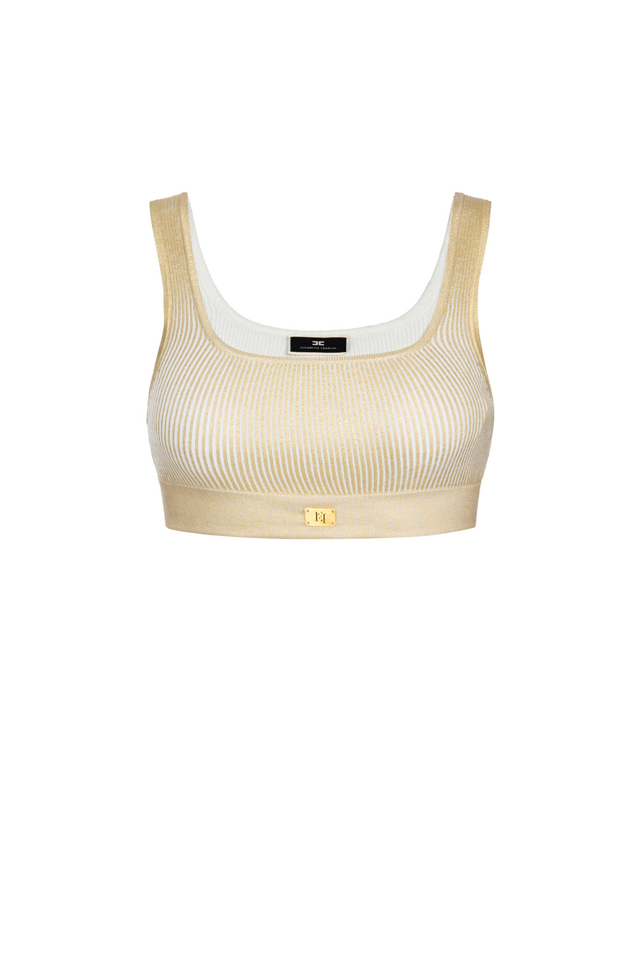 Cropped-Top aus laminierter Viskose - Elisabetta Franchi® Outlet