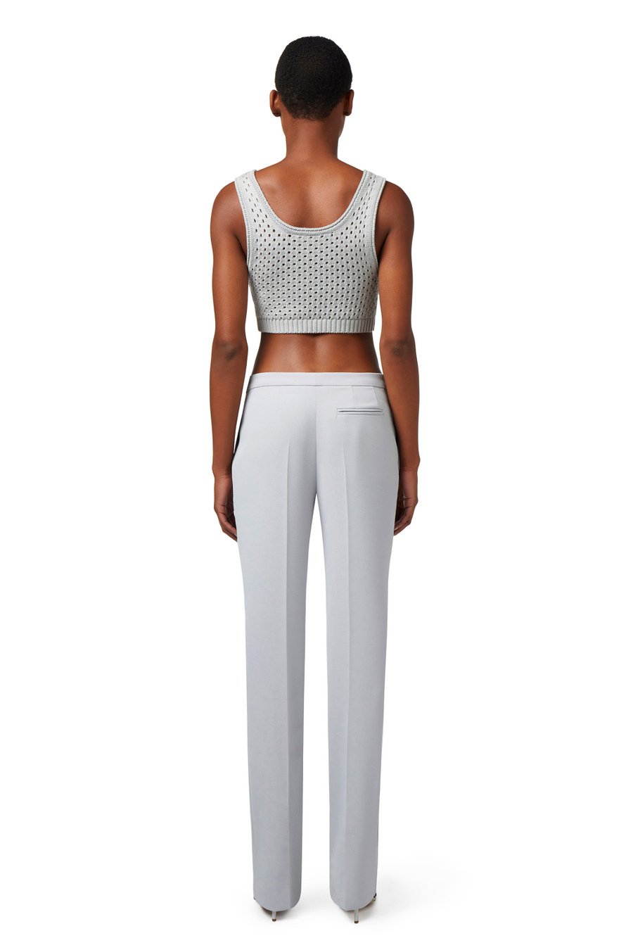 Top in cotone punto rete con strass - Elisabetta Franchi® Outlet