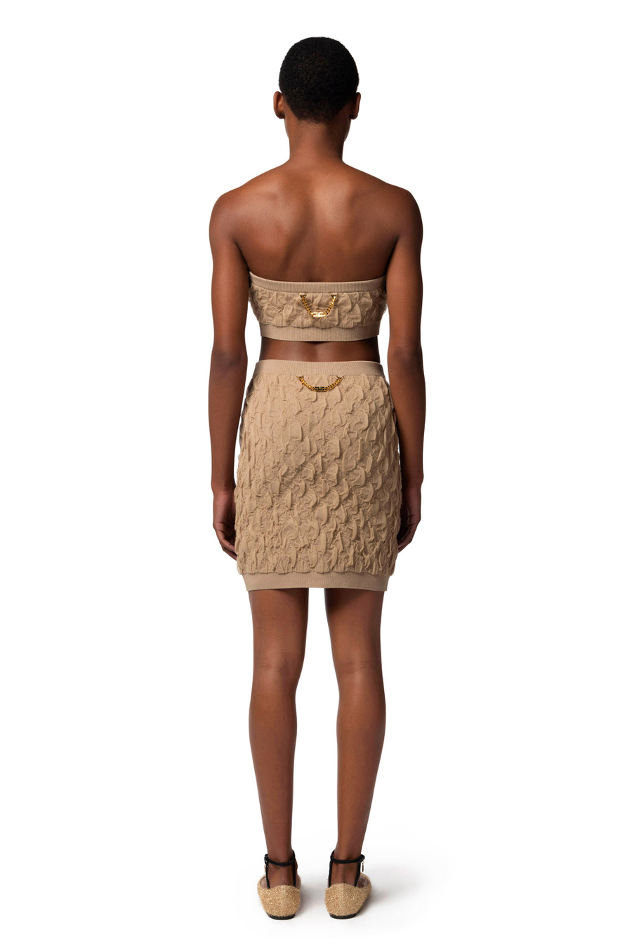 Embossed viscose bandeau top - Elisabetta Franchi® Outlet