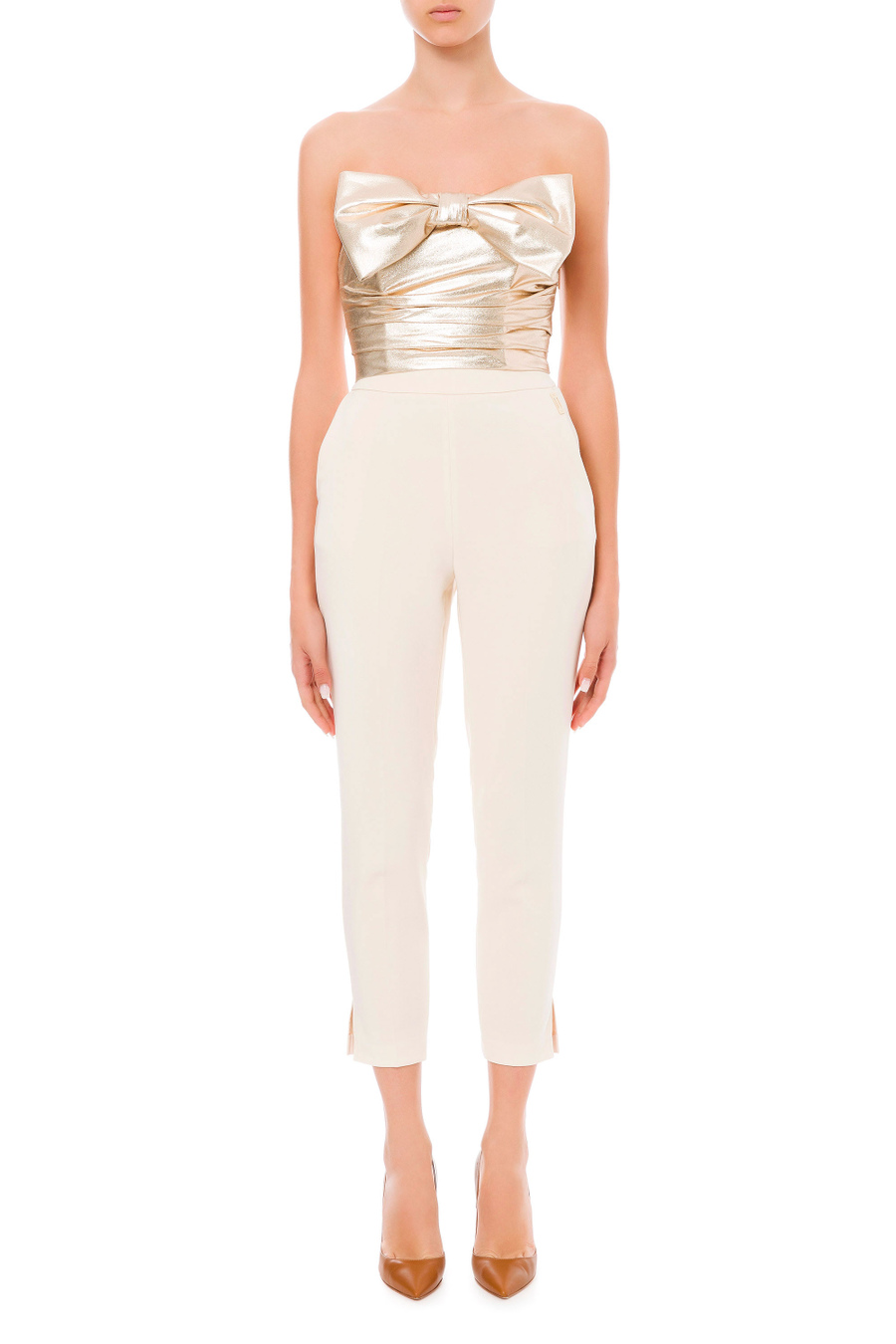 Full sequin top with bow - Elisabetta Franchi® Outlet