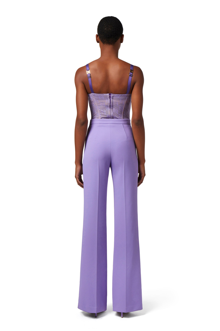Logoed tulle bustier top - Elisabetta Franchi® Outlet