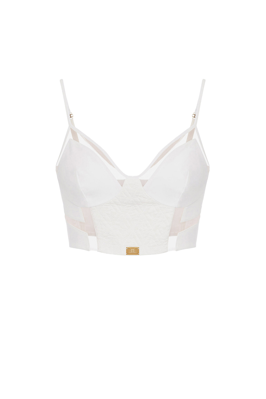 Bustier top with tulle inserts - Elisabetta Franchi® Outlet