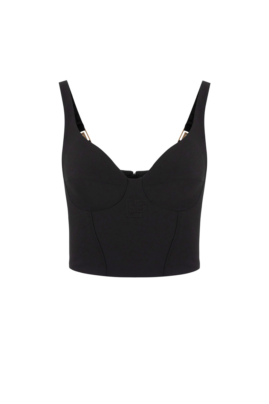Top bustier in crêpe stretch con ricamo - Elisabetta Franchi® Outlet