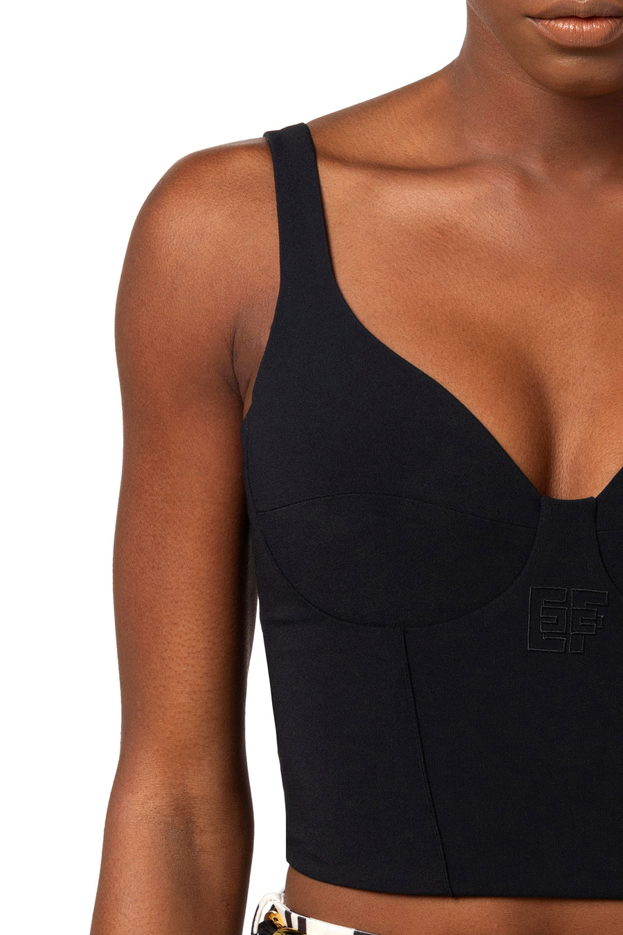 Top bustier in crêpe stretch con ricamo - Elisabetta Franchi® Outlet