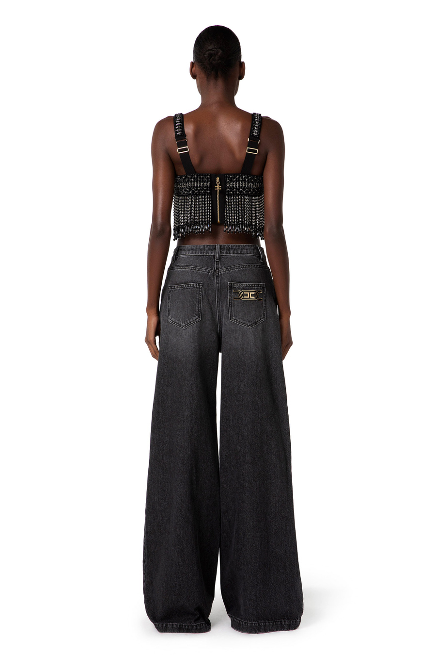 Top with pearl fringes - Elisabetta Franchi® Outlet