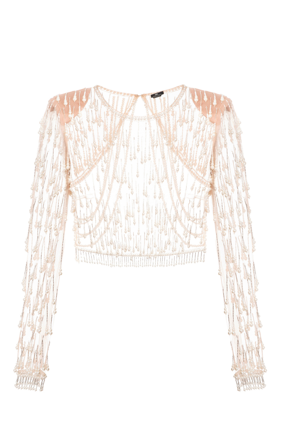 Top aus Tüll mit Perlenstickerei - Elisabetta Franchi® Outlet