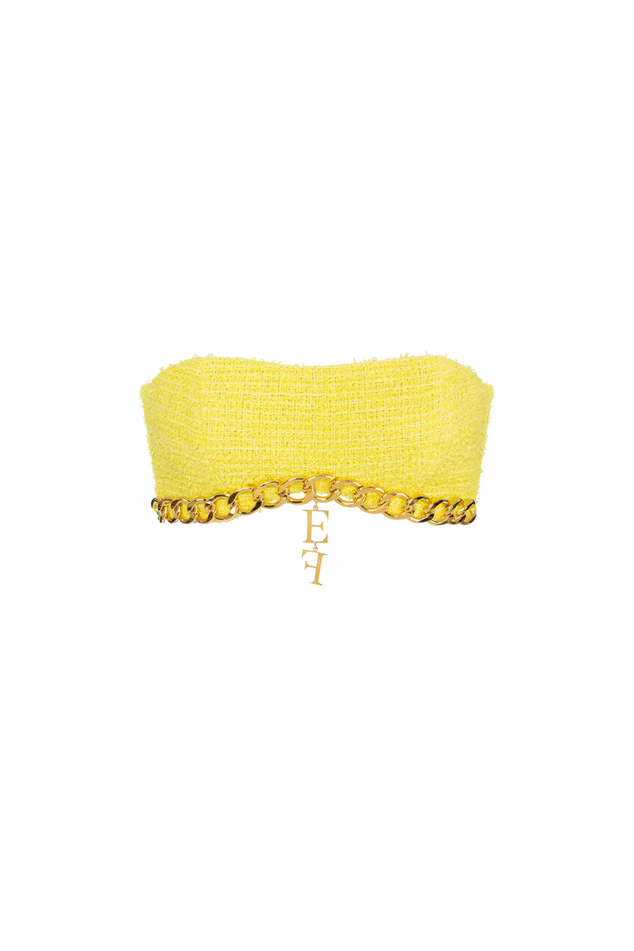 Tweed top with maxi chain - Elisabetta Franchi® Outlet