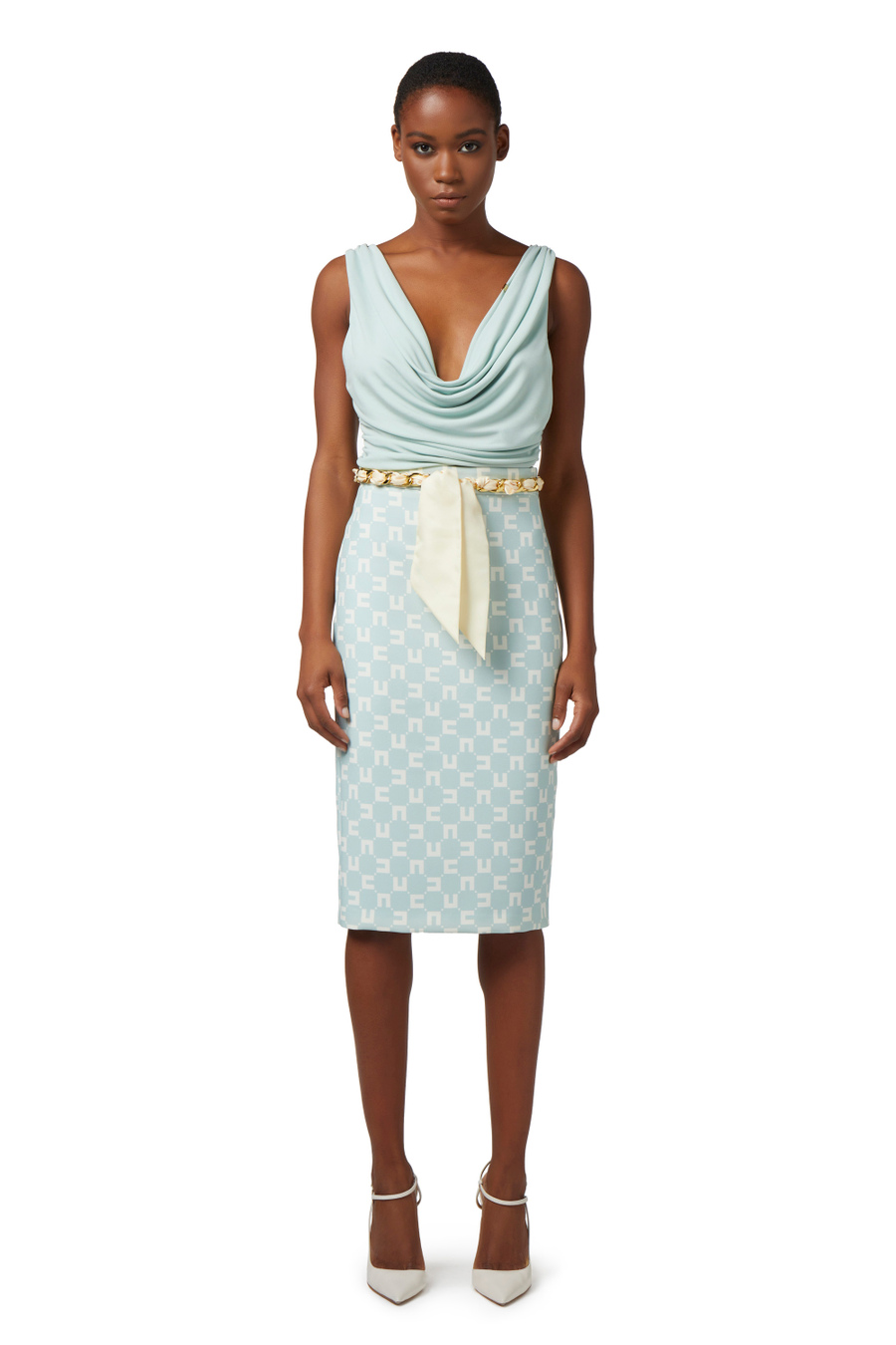 Draped top in jersey fabric - Elisabetta Franchi® Outlet