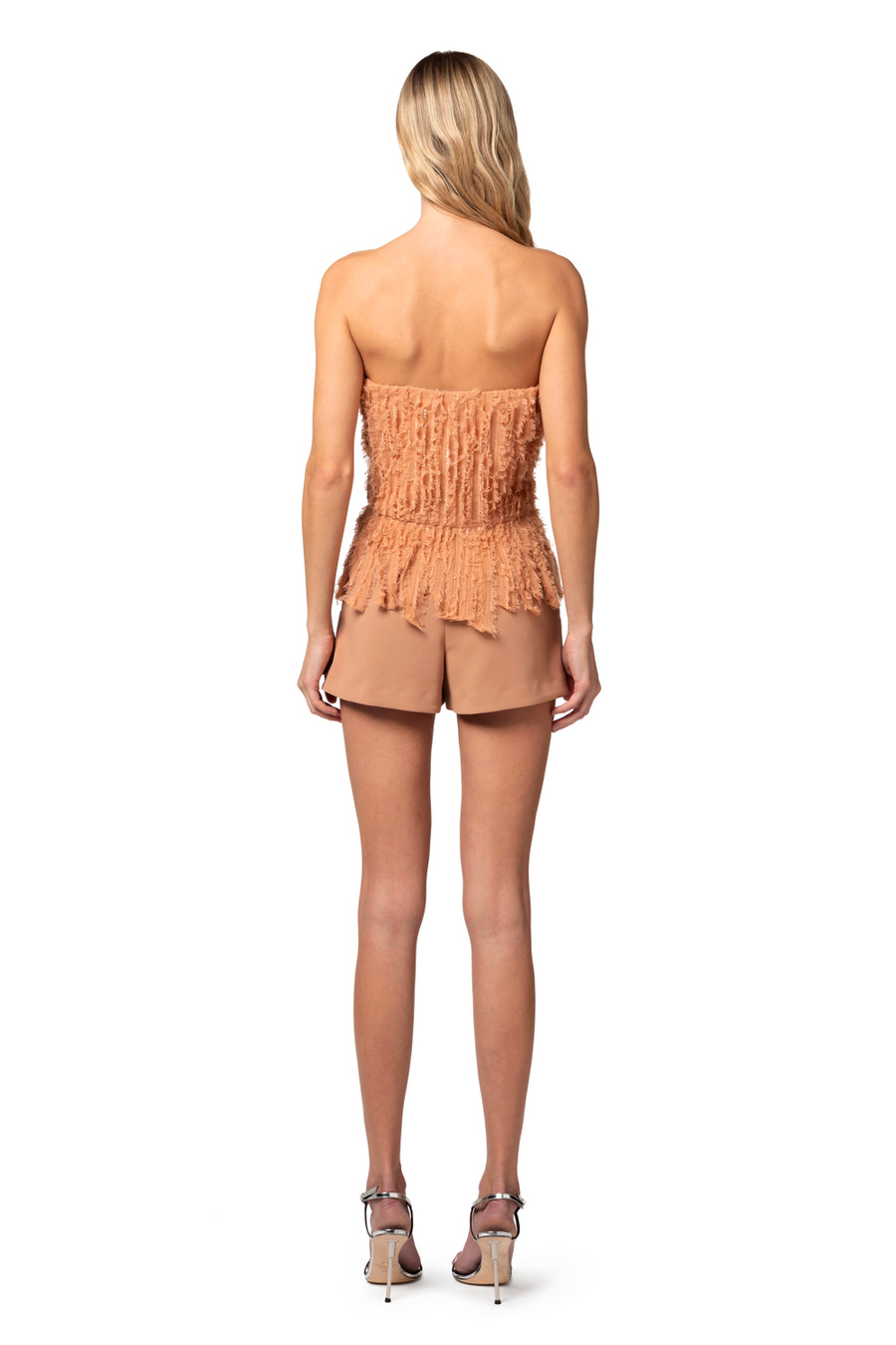 Bustier top in frayed organza - Elisabetta Franchi® Outlet