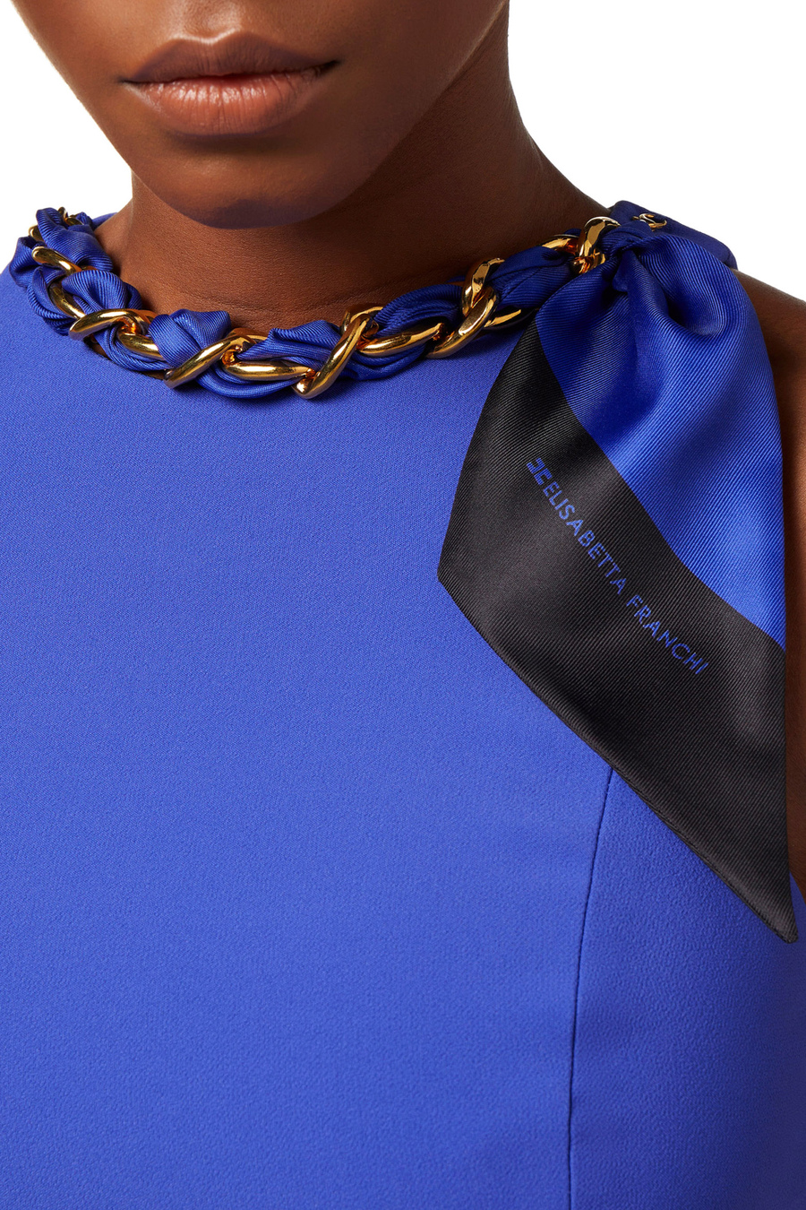 Top in crêpe stretch con catena foulard - Elisabetta Franchi® Outlet