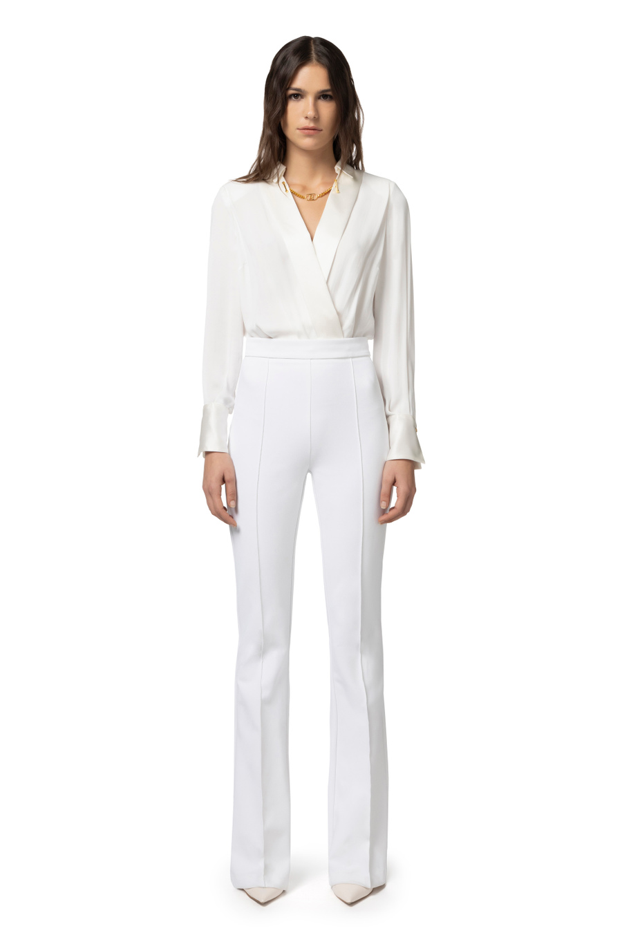 Crêpe and viscose combined jumpsuit - Elisabetta Franchi® Outlet