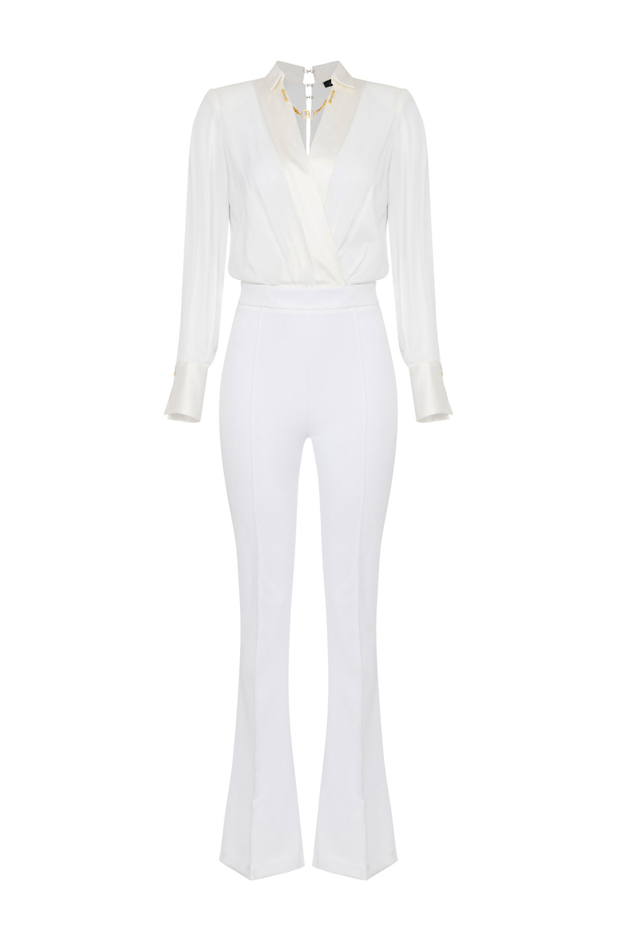Crêpe and viscose combined jumpsuit - Elisabetta Franchi® Outlet