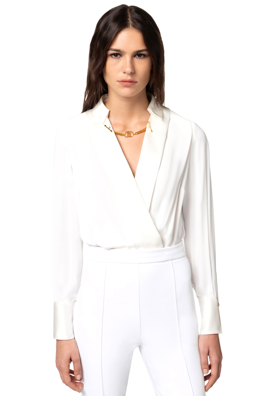 Crêpe and viscose combined jumpsuit - Elisabetta Franchi® Outlet