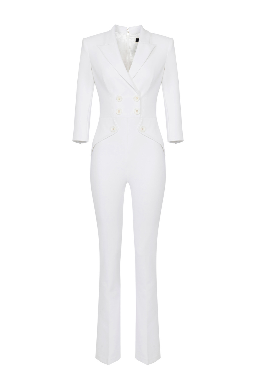 Double layer crêpe double-breasted jumpsuit - Elisabetta Franchi® Outlet