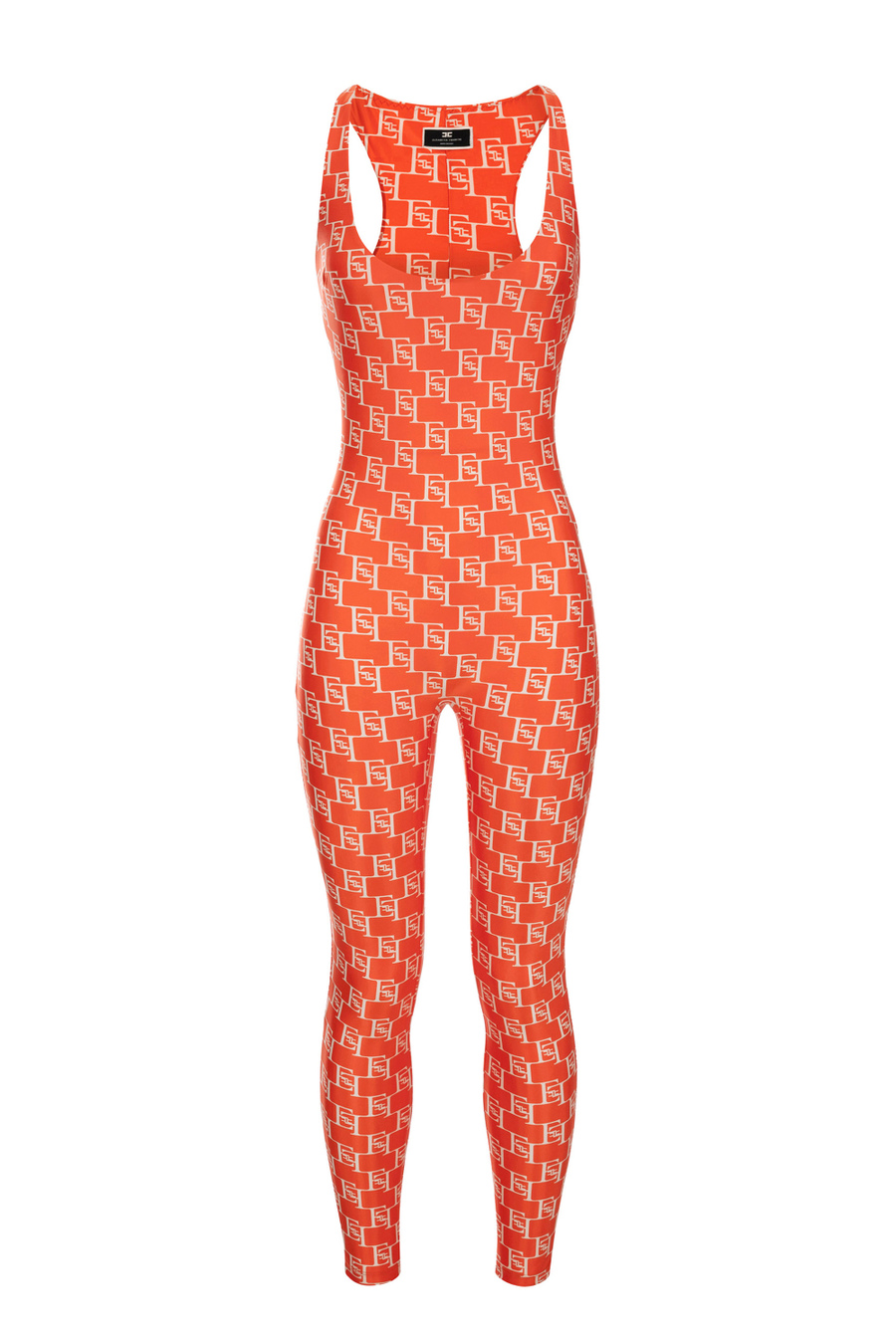 Lycra jumpsuit with logo print - Elisabetta Franchi® Outlet