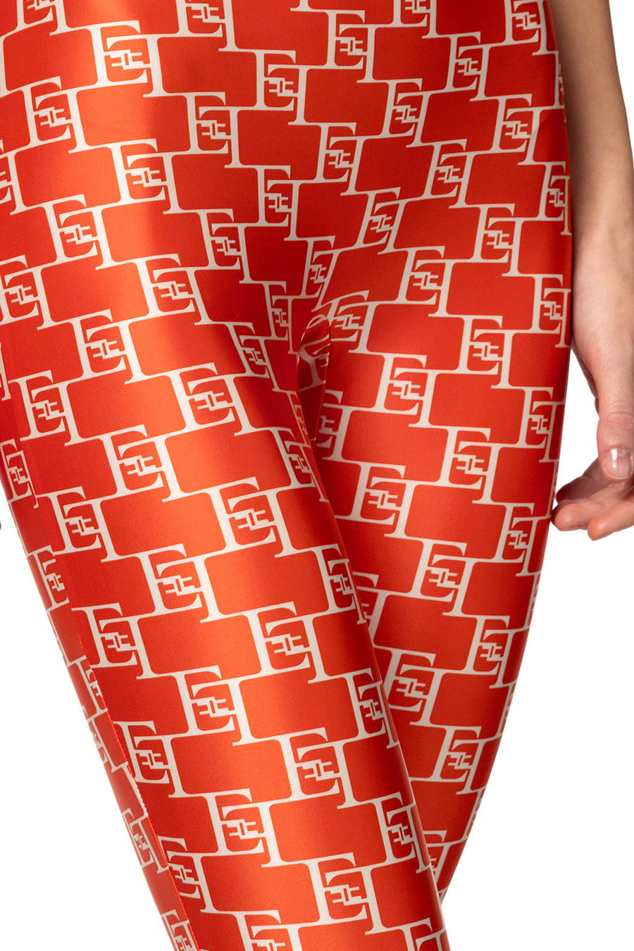 Lycra jumpsuit with logo print - Elisabetta Franchi® Outlet