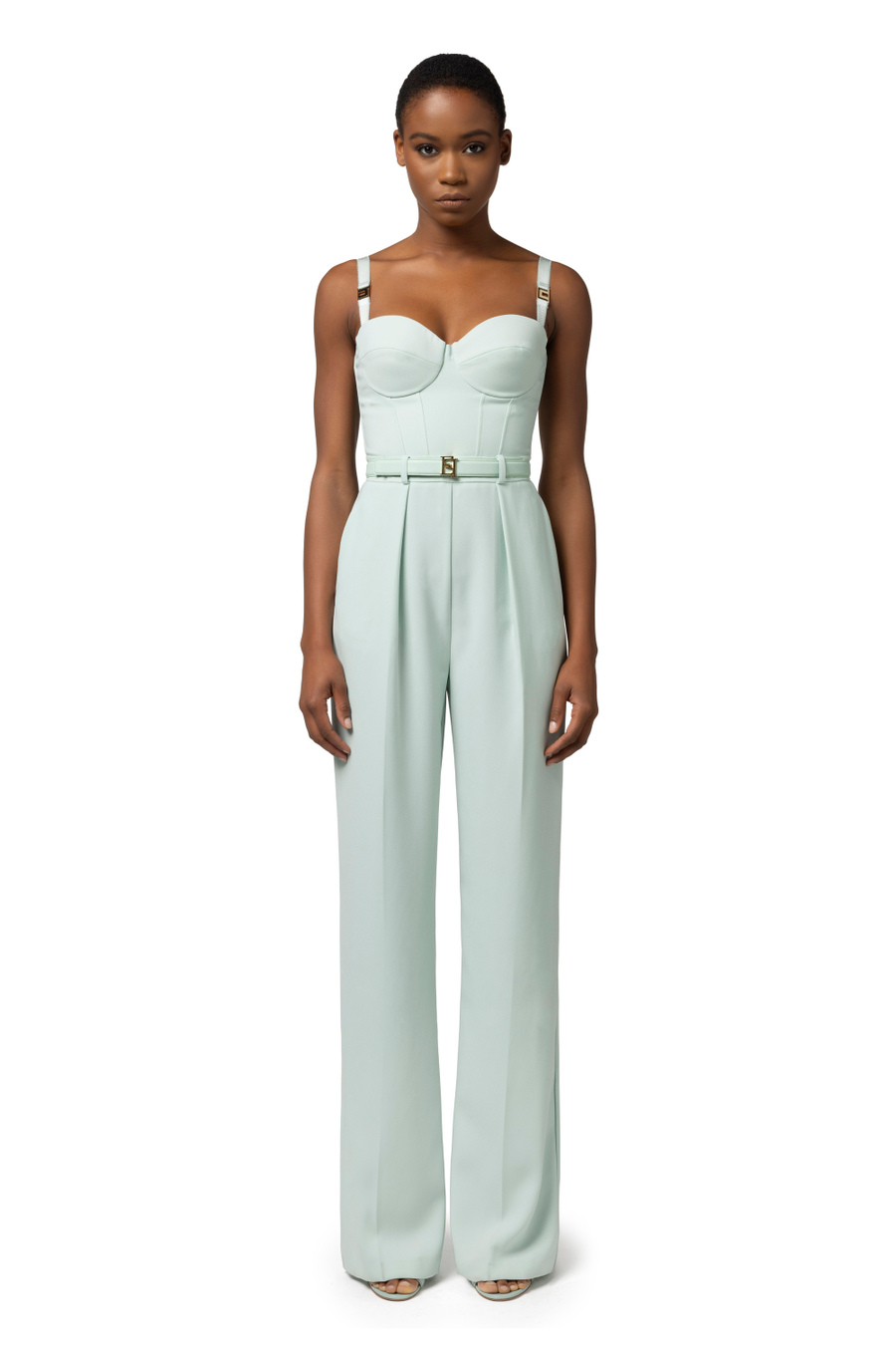 Jumpsuit in crêpe fabric with bustier top - Elisabetta Franchi® Outlet