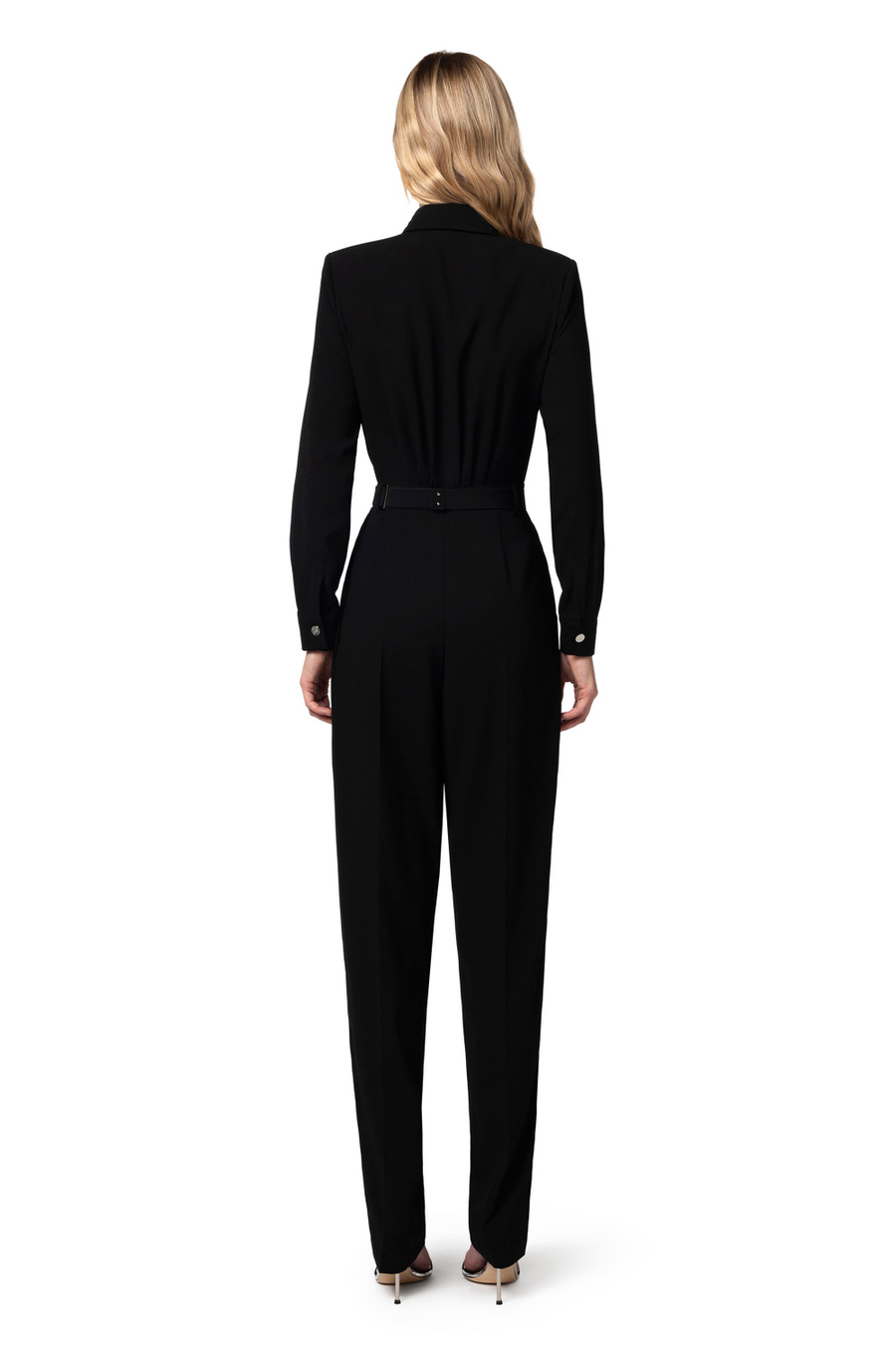 Jumpsuit in crêpe fabric with embroidered pockets - Elisabetta Franchi® Outlet