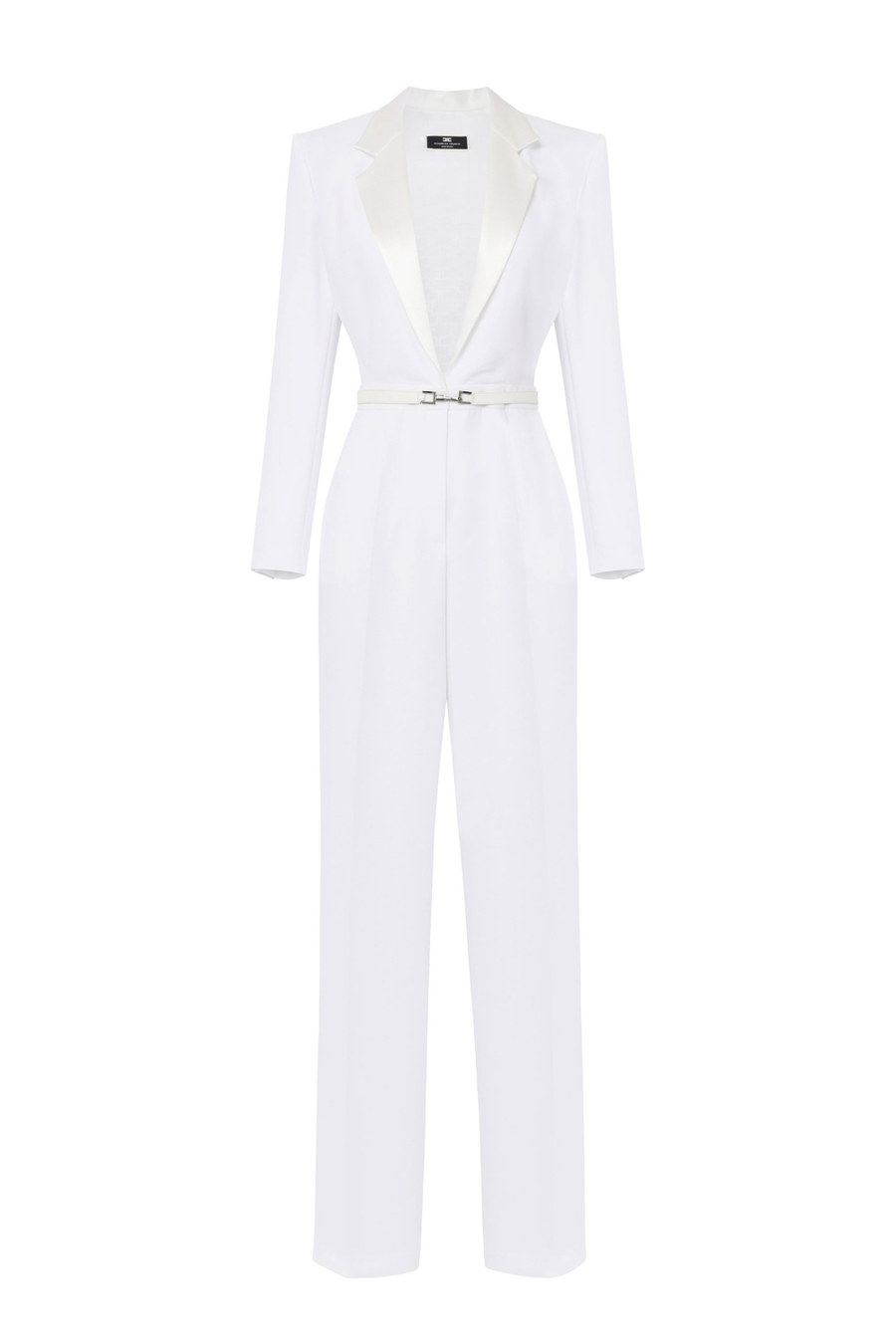 Jumpsuit aus Crêpe mit Spitzentop und Gürtel - Elisabetta Franchi® Outlet