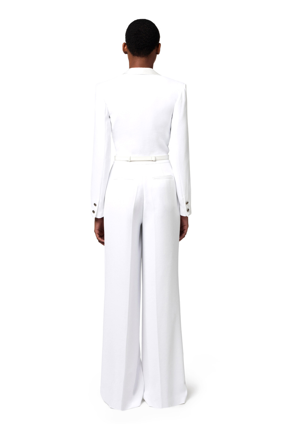 Jumpsuit aus Crêpe mit Spitzentop und Gürtel - Elisabetta Franchi® Outlet