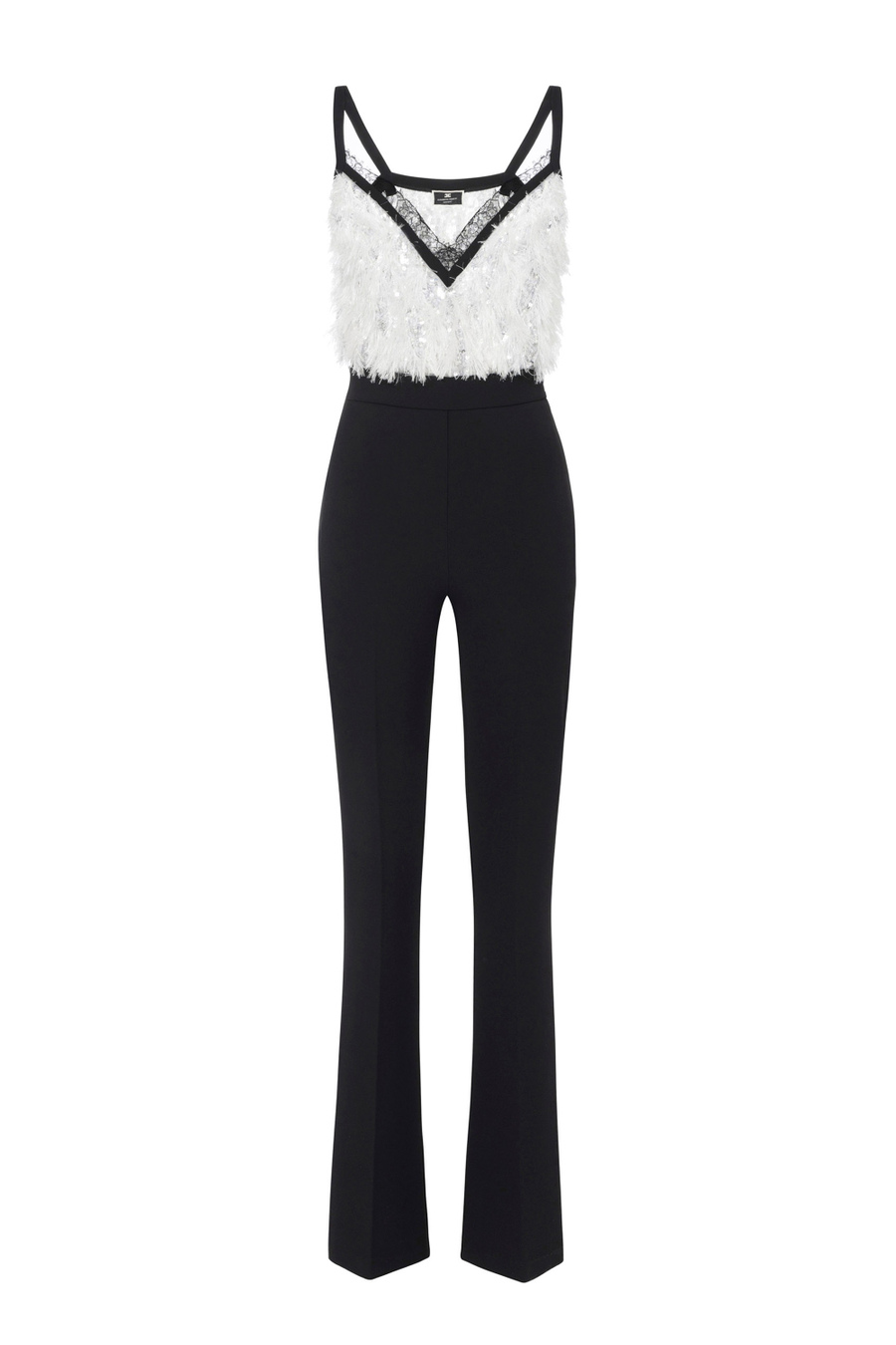 Jumpsuit in crêpe fabric with embroidered top - Elisabetta Franchi® Outlet