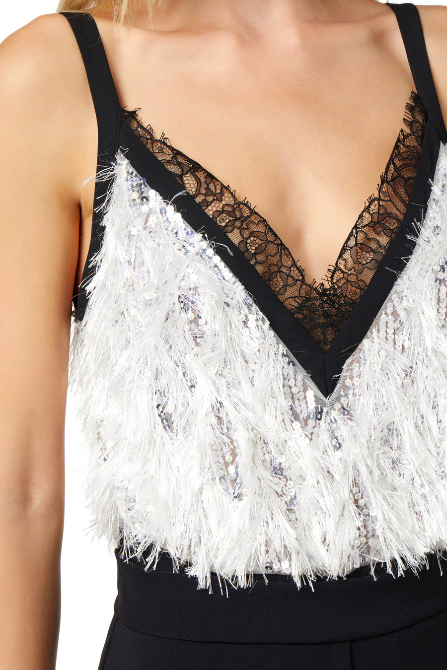 Jumpsuit in crêpe fabric with embroidered top - Elisabetta Franchi® Outlet