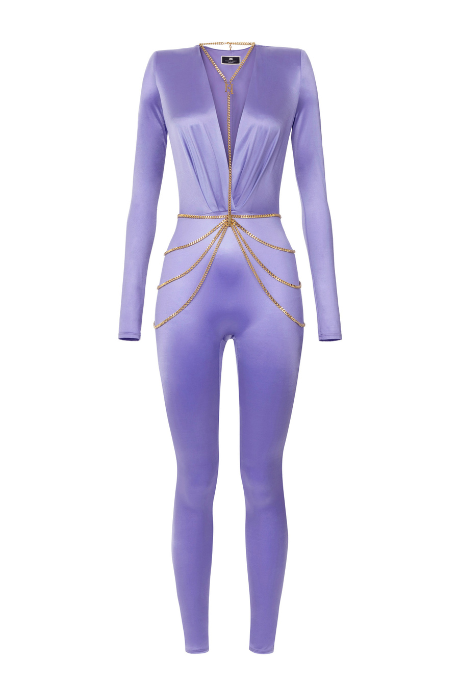 Lycra jumpsuit with body chain - Elisabetta Franchi® Outlet