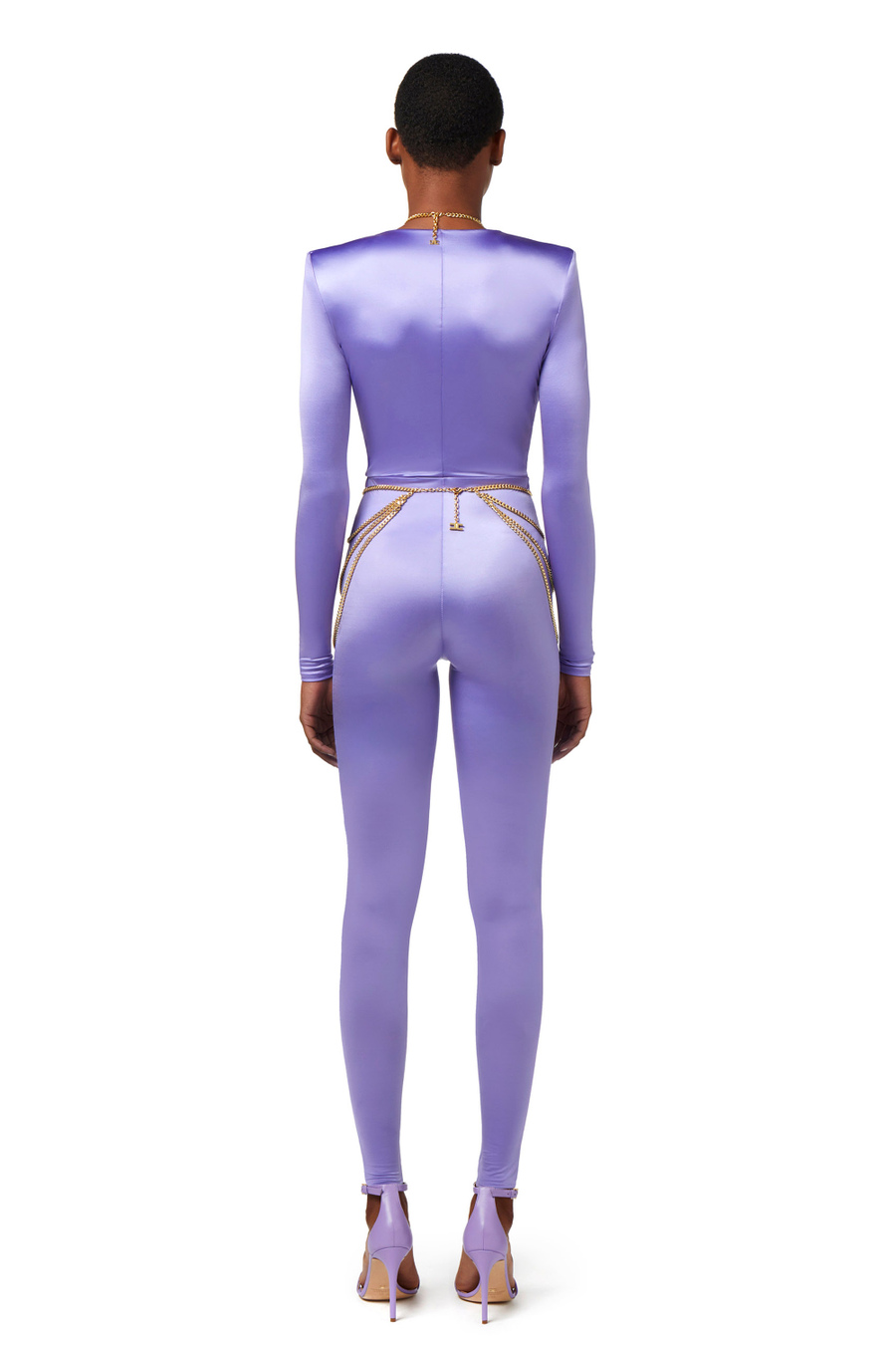 Lycra jumpsuit with body chain - Elisabetta Franchi® Outlet