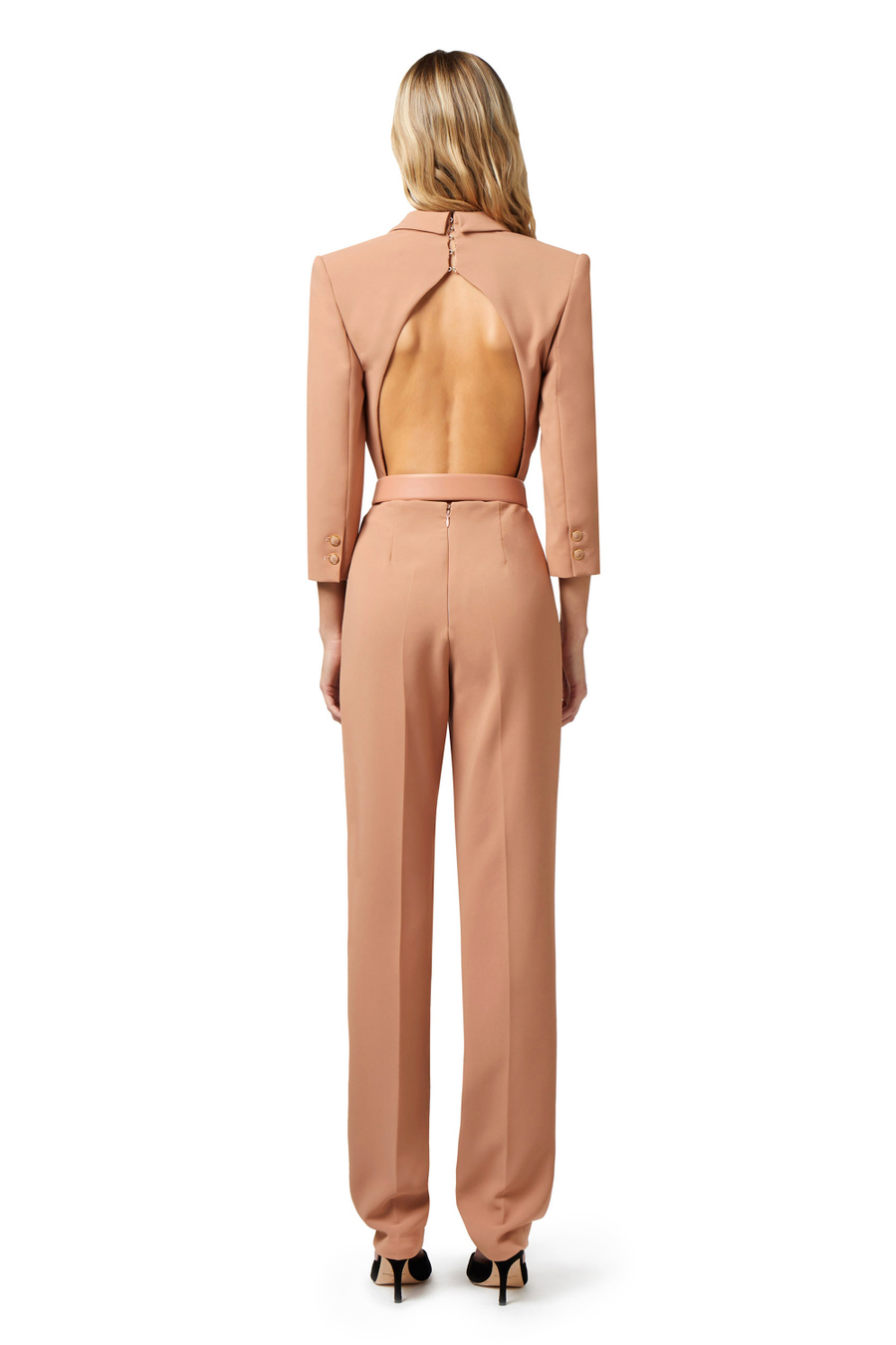 Jumpsuit in crêpe fabric with back cut-out - Elisabetta Franchi® Outlet