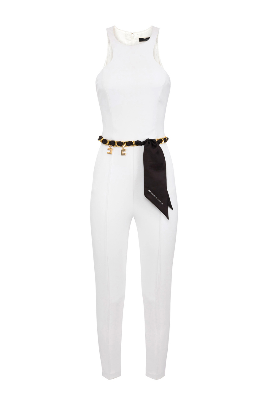 Combinaison en double crêpe avec ceinture chaîne - Elisabetta Franchi® Outlet