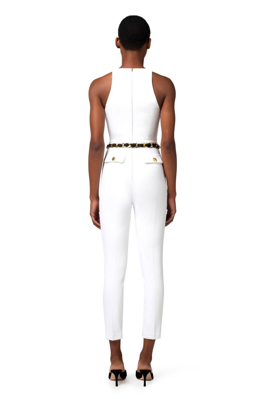 Combinaison en double crêpe avec ceinture chaîne - Elisabetta Franchi® Outlet