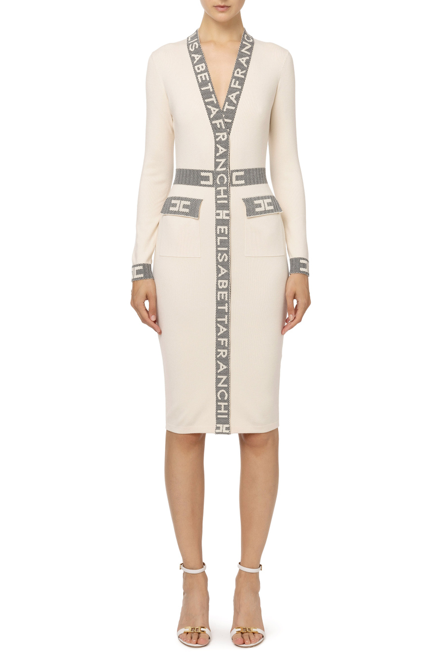Robe chemisier en tricot avec inserts à logo - Elisabetta Franchi® Outlet