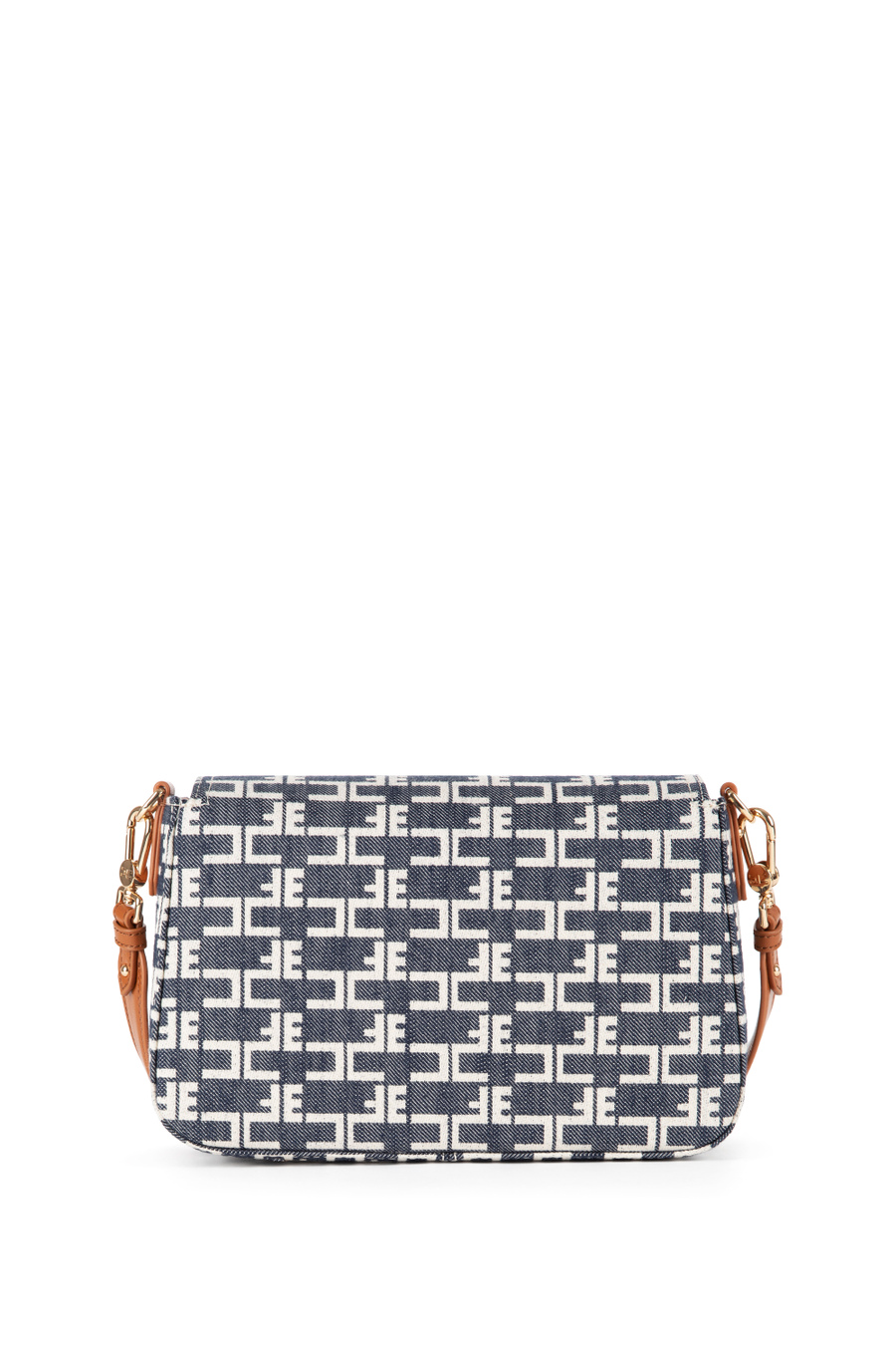Shoulder bag in denim with logo - Elisabetta Franchi® Outlet