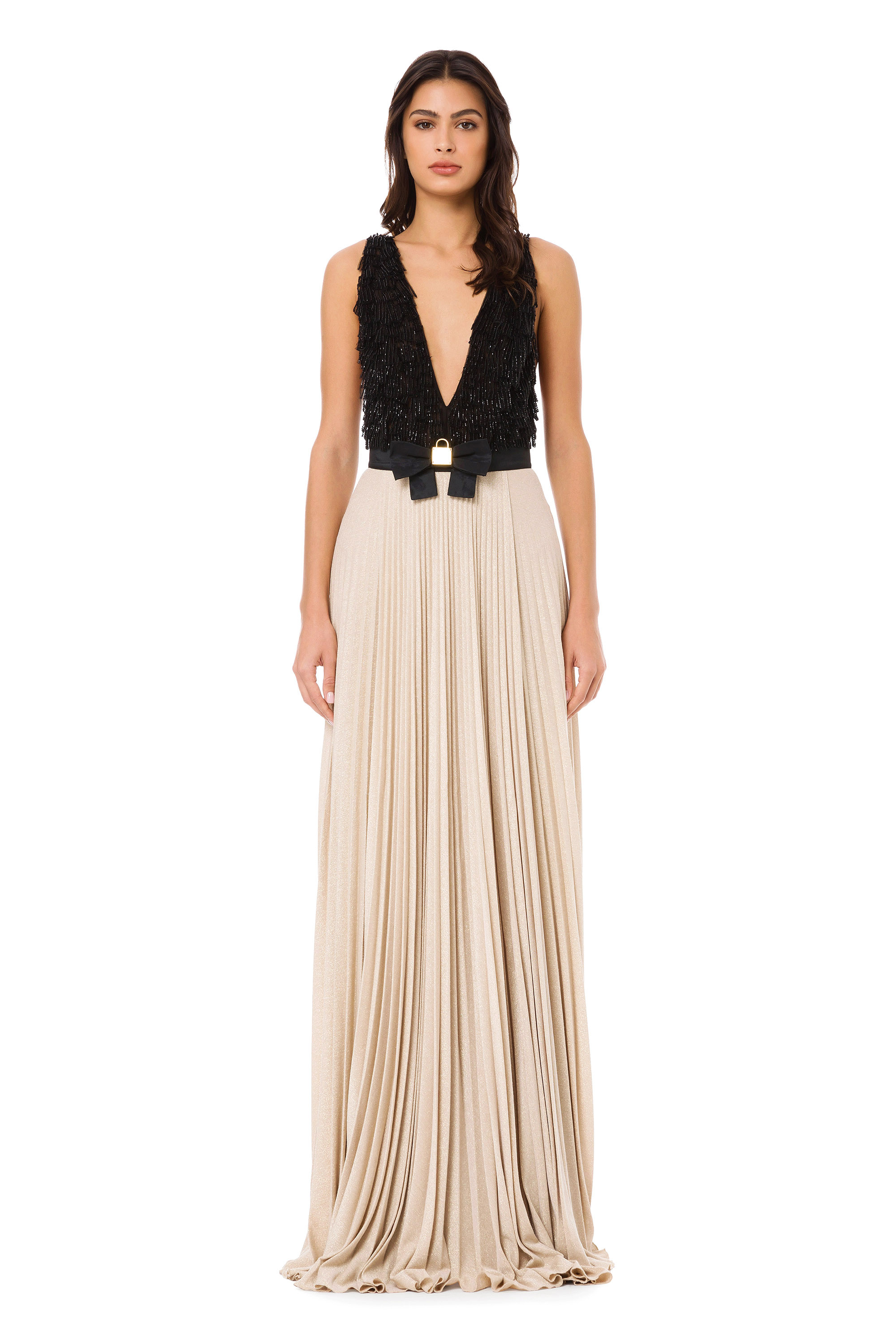 ゆずELISABETTA FRANCHI イタリア　ベア　ドレス　ブラック 完売必至♡】ERISABETTA FRANCHI クレープドレス (ELISABETTA
