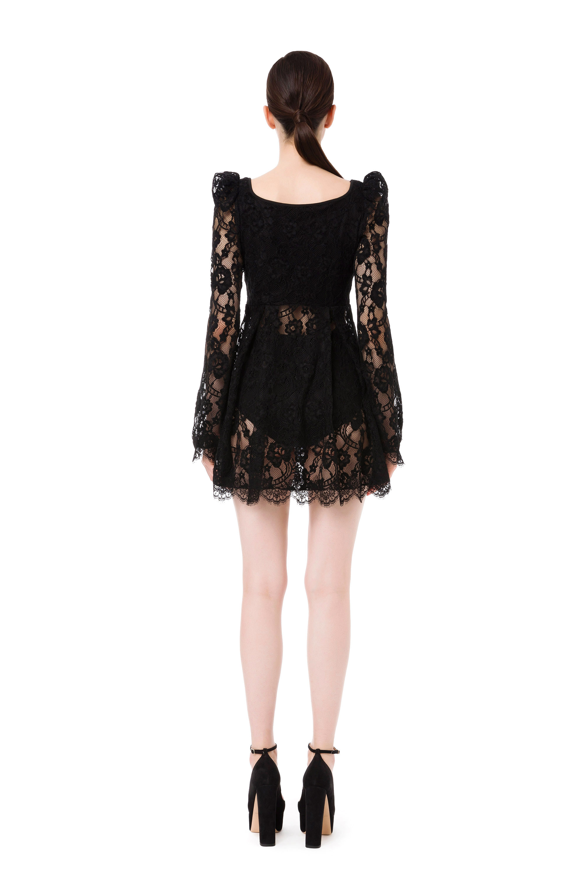 Long sleeved lace dress with mini studs Elisabetta Franchi Outlet