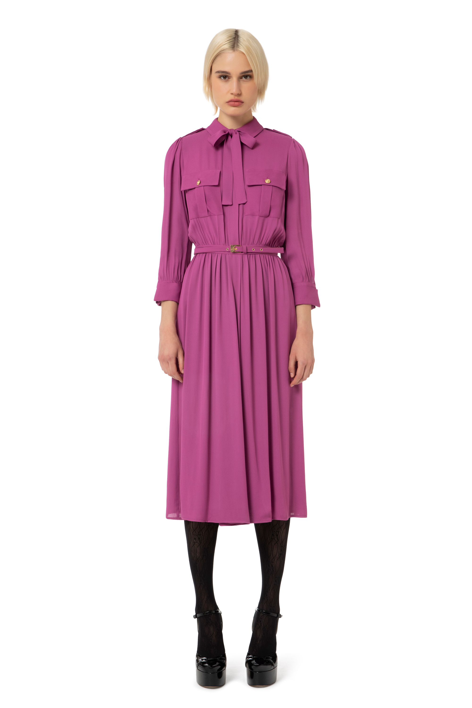 Coral mosaic georgette shirtdress shop