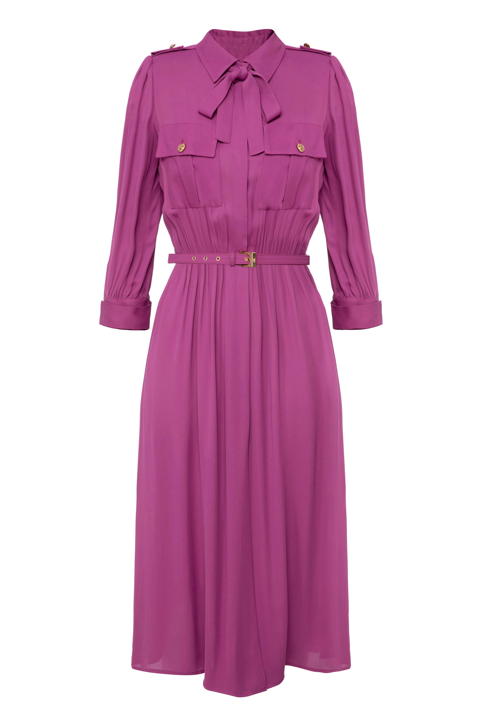 Shirt-dress in georgette fabric | Elisabetta Franchi® Outlet