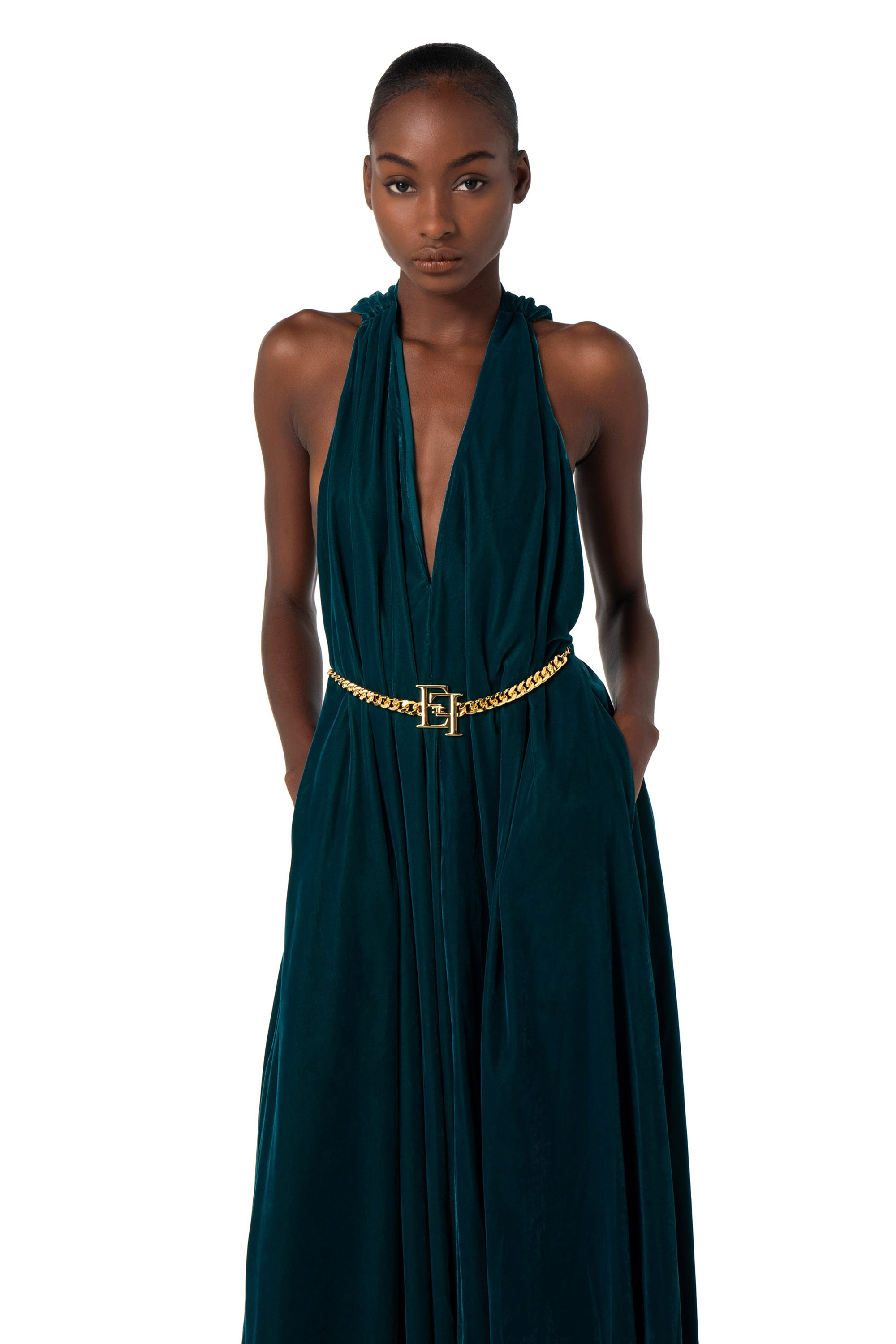 Red Carpet dress in velvet | Elisabetta Franchi® Outlet
