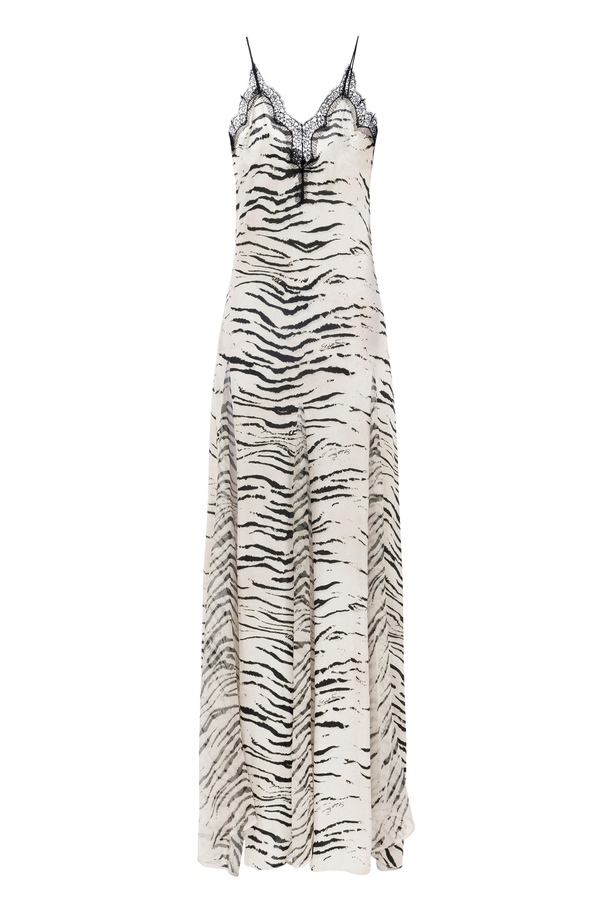Long dress in viscose georgette fabric with animal print