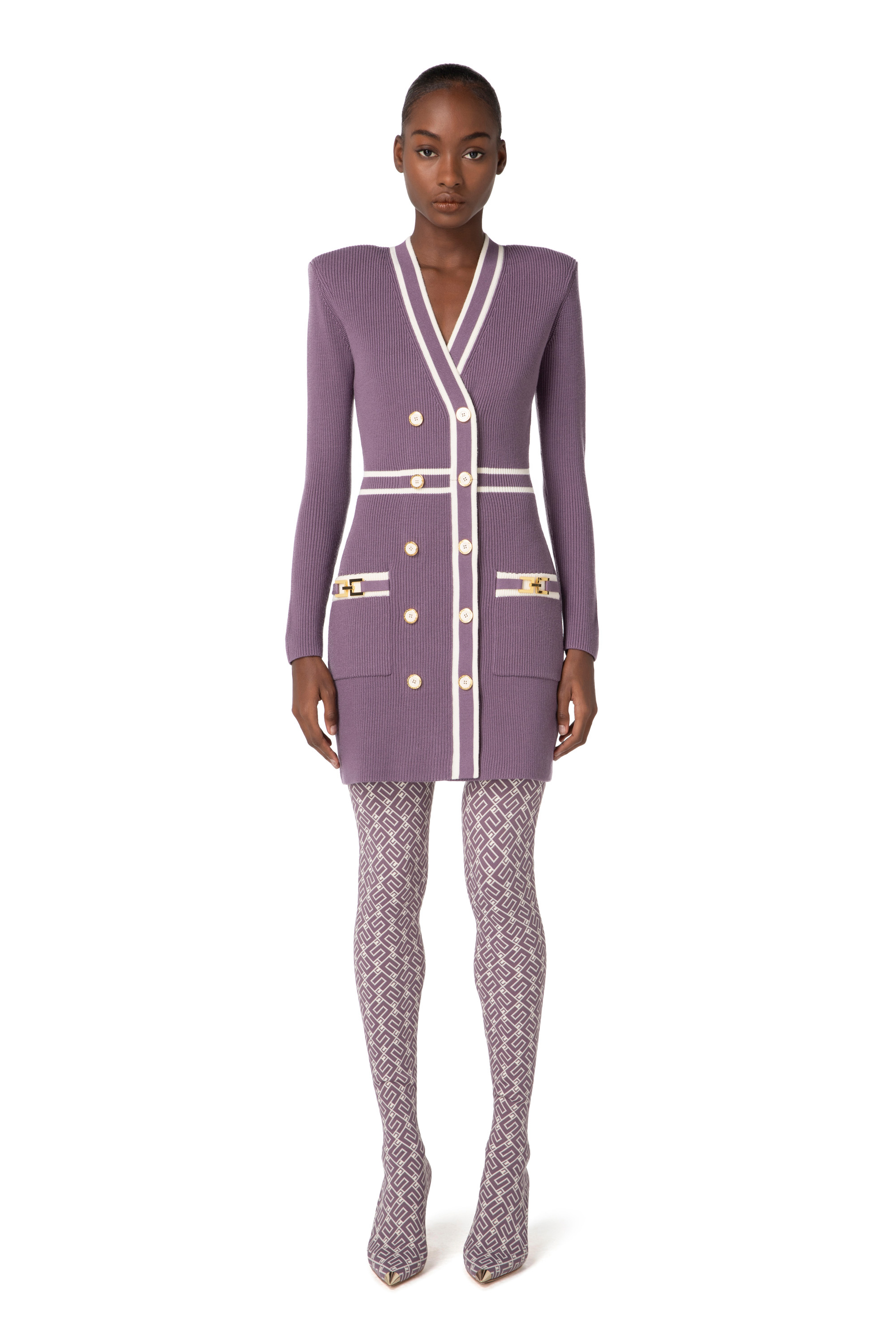 Knit coat dress with logoed horsebits | Elisabetta Franchi® Outlet