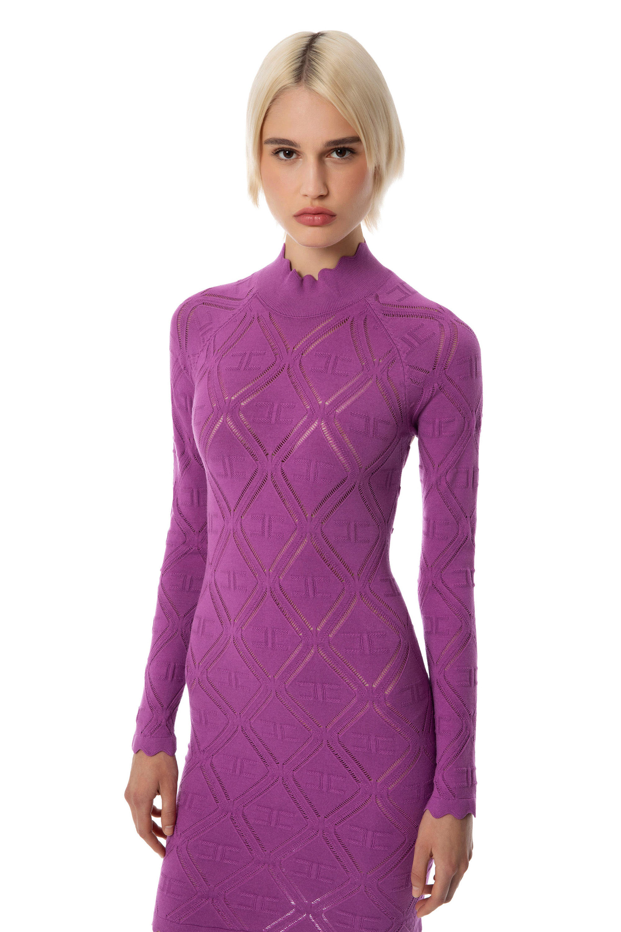 高価値 Viscose mini-dress with diamond pattern | Elisabetta Franchi スーツ・フォーマル・ドレス